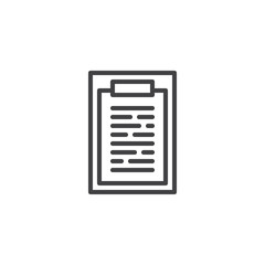 Paper clipboard outline icon. linear style sign for mobile concept and web design. Office document simple line vector icon. Symbol, logo illustration. Pixel perfect vector graphics