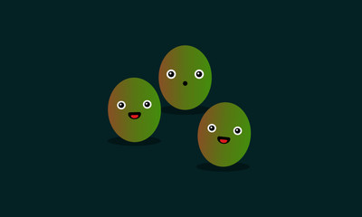 Jujube Fruit Vector Illustration with Smiling Faces