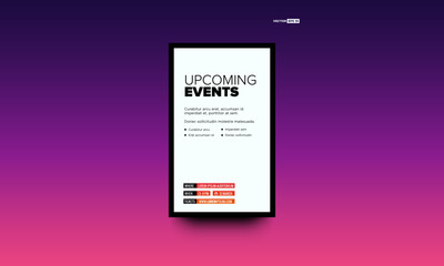 Upcoming Events Poster with Text Template and Venue Time Date Details