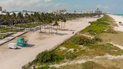 Fototapeta na wymiar Miami Beach skyline aerial view from Ocean Drive