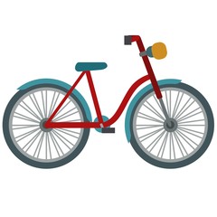 Obraz premium Red retro walking bike illustration on white background