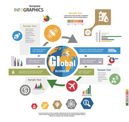 Modern infographics template, global business