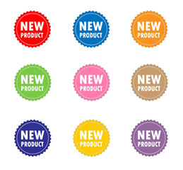 Fototapeta premium set new product on white background. flst style. new product label, sticker, seal.
