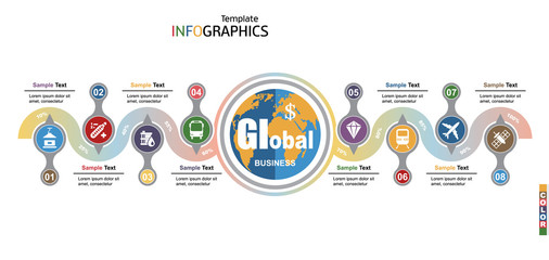 Modern infographics template, global business