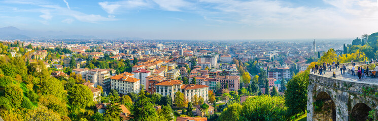 Aerial view of Bergamo, Italy - obrazy, fototapety, plakaty
