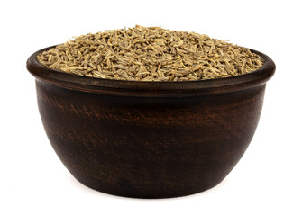 Cumin seeds or caraway isolated on white background