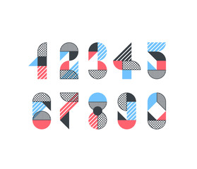 Vector numerals. Set of creative color geometry shapes' figures for trendy design.