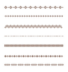 Set vector Dividers isolated on white background. Geometric horizontal vintage line border. Collection of decorative page rules. Broen dividers line.