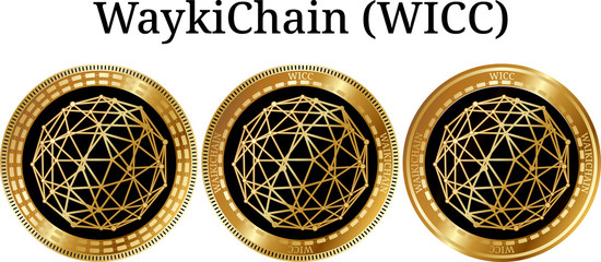 Set of physical golden coin WaykiChain (WICC)