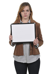 Fototapeta premium Woman Holding a Blank Sign