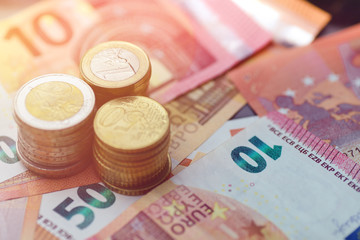 Money euro coins and banknotes