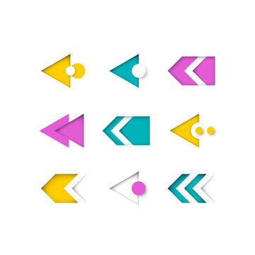 Vector set of color modern arrows and pointers for web design, presentations and infographics.