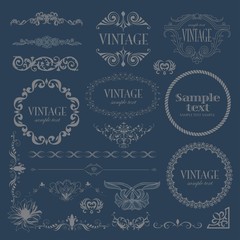 Calligraphic design elements/ page decoration, guarantee Label, calligraphic frames vector set