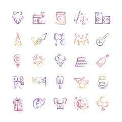 Event, party, birthday outline icons set