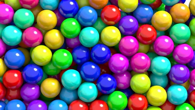 3D animation of the colorful gum balls or candies transition, alpha matte is included