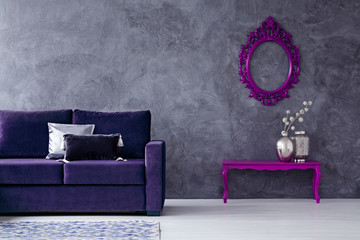 Dark violet living room interior