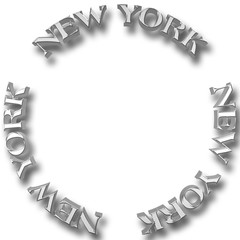 Stock Illustration - Silver Text: New York, 3D Illustration, Copy Space, White Background.