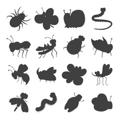 Grey insect silhouette icons