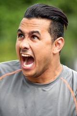 Fototapeta premium Stressed Athlete Colombian Person