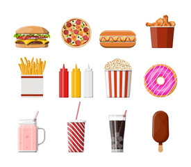 Fast food icons set.
