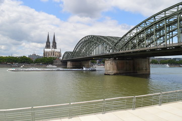 Cologne panorama with bridge and Rhine 