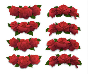 Red rose half-oval crowns and diadems