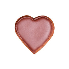 Gingerbread in the form of a heart with brown glaze. Isolated on white.