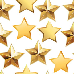Vector seamless pattern with realistic metallic golden stars.