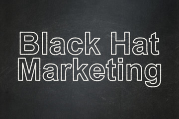 Marketing concept: text Black Hat Marketing on Black chalkboard background