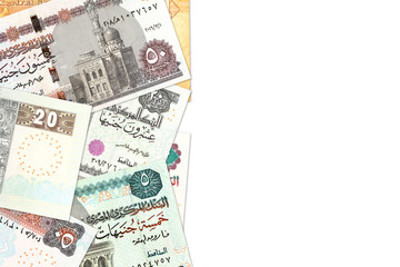 some egyptian pound bank notes with copy space