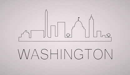 Washington dc city skyline black and white silhouette. Vector illustration.  Cityscape with landmarks.