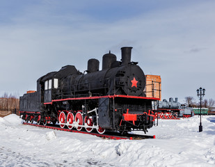 Old steam locomotive Nizhniy Novgorod, Russia. Steam locomotives of type E.