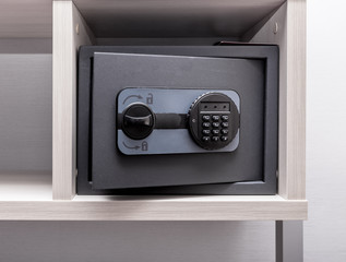 Open safe in the hotel room