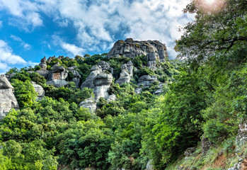 Monasteries on the top of rock in summer day in Meteora, Greece