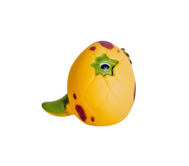 Plastic orange toy, Dinosaur Egg. isolated on white background.