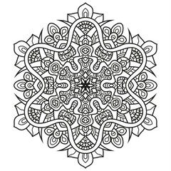 Black and white mandala vector isolated on white. Vector hand drawn circular decorative element.
