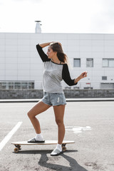 Girl with longboard