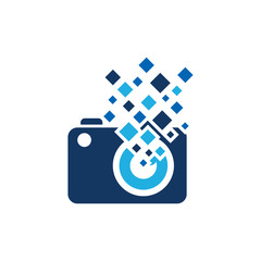 Camera Pixel Logo Icon Design