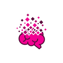 Brain Pixel Logo Icon Design