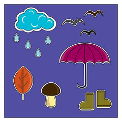 Autumn themes individual pictures vector illustration .