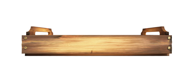 Empty wooden fruit crate 3d render on white no shadow