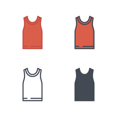 Tank shirt top clothes flat colored line silhouette