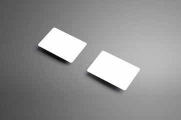 Realistic blank template of a two  bank gift cards with shadows on a gray background.