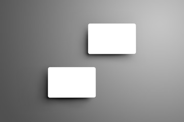 Universal mockup of a two  bank gift cards isolated on a gray background.