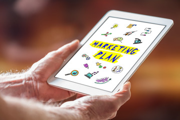 Marketing plan concept on a tablet