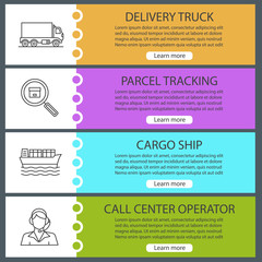 Cargo shipping web banner templates set