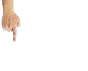 man's finger pointing down or touching isolated on white background © Mirshod