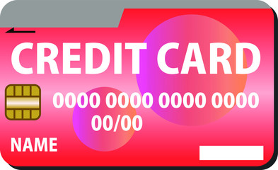 Red CREDIT CARD with Polka dot pattern set