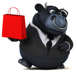 Fototapeta premium Black bull - 3D Illustration