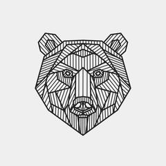 Obraz premium Ilustracji wektorowych. Streszczenie stylizowane głowy niedźwiedzia. Grafika liniowa.